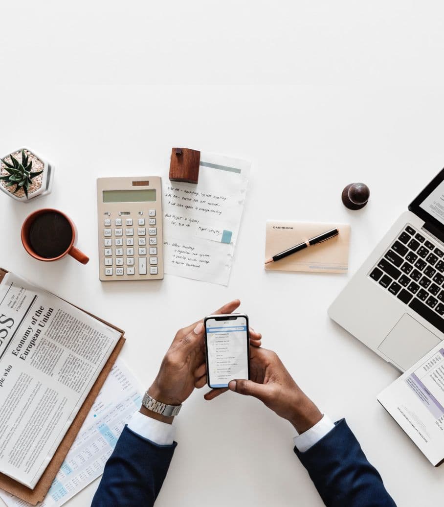 Professional workspace with investor documents